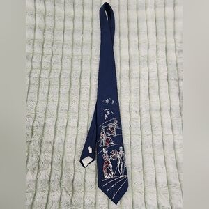 Stylish Navy Blue Men's Tie with Artistic Design